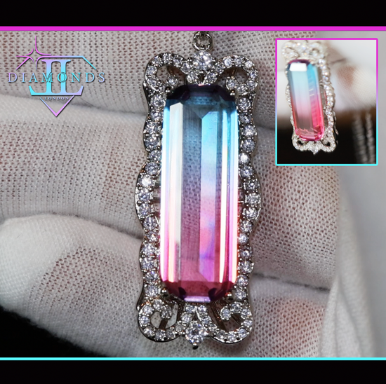 pink and blue diamond pendant