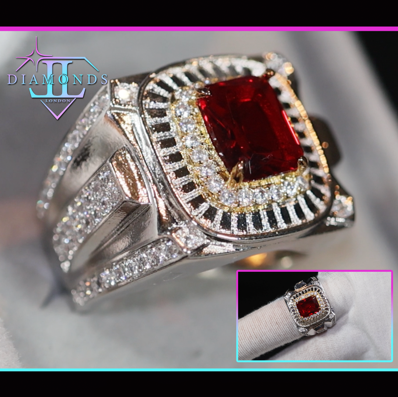 mens red diamond ring