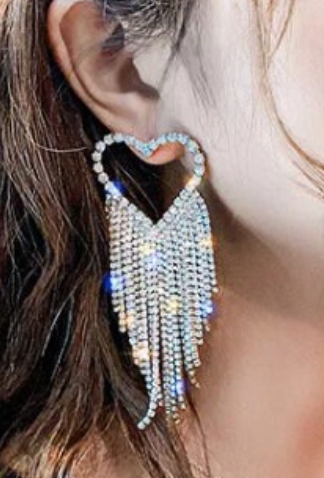 Diamond Earrings | Womens Tassel Earrings | Diamond Heart Earrings