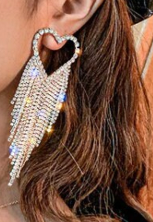 Diamond Earrings | Womens Tassel Earrings | Diamond Heart Earrings