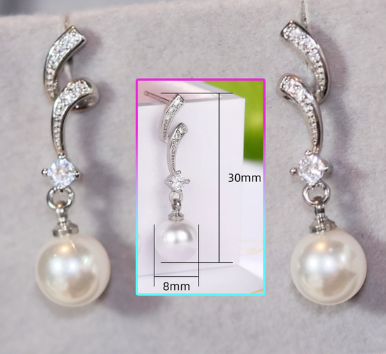 Pearl Earrings | Silver Diamond Pearl Earrings | Womens Pearl Earrings | Pearl earrings for Women