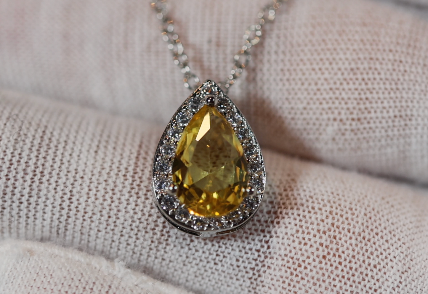 Yellow Diamond Necklace | Teardrop Necklace | Pear Shape Necklace