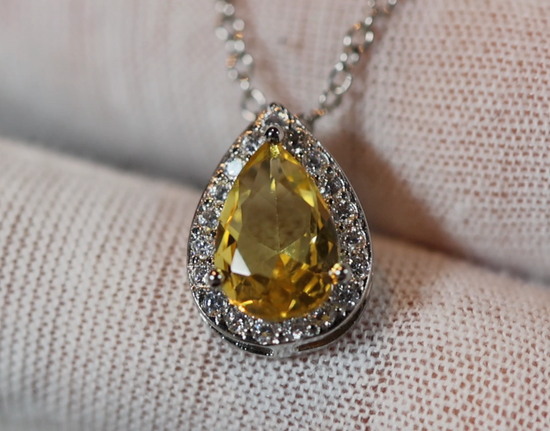 Yellow Diamond Necklace | Teardrop Necklace | Pear Shape Necklace