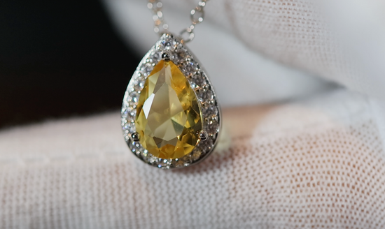 Yellow Diamond Necklace | Teardrop Necklace | Pear Shape Necklace