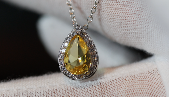 Yellow Diamond Necklace | Teardrop Necklace | Pear Shape Necklace