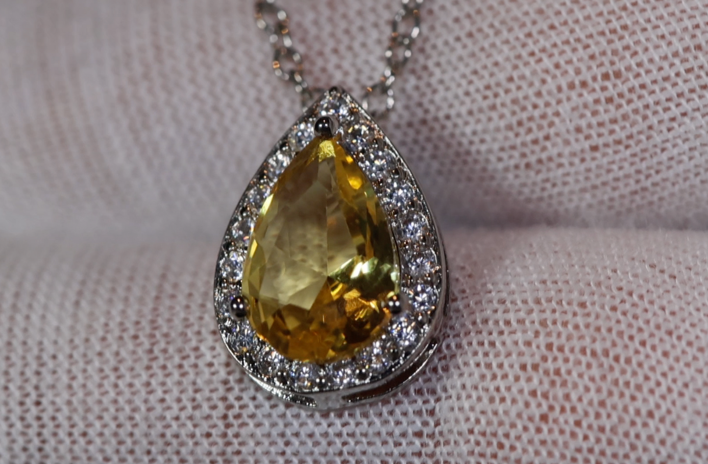 Yellow Diamond Necklace | Teardrop Necklace | Pear Shape Necklace