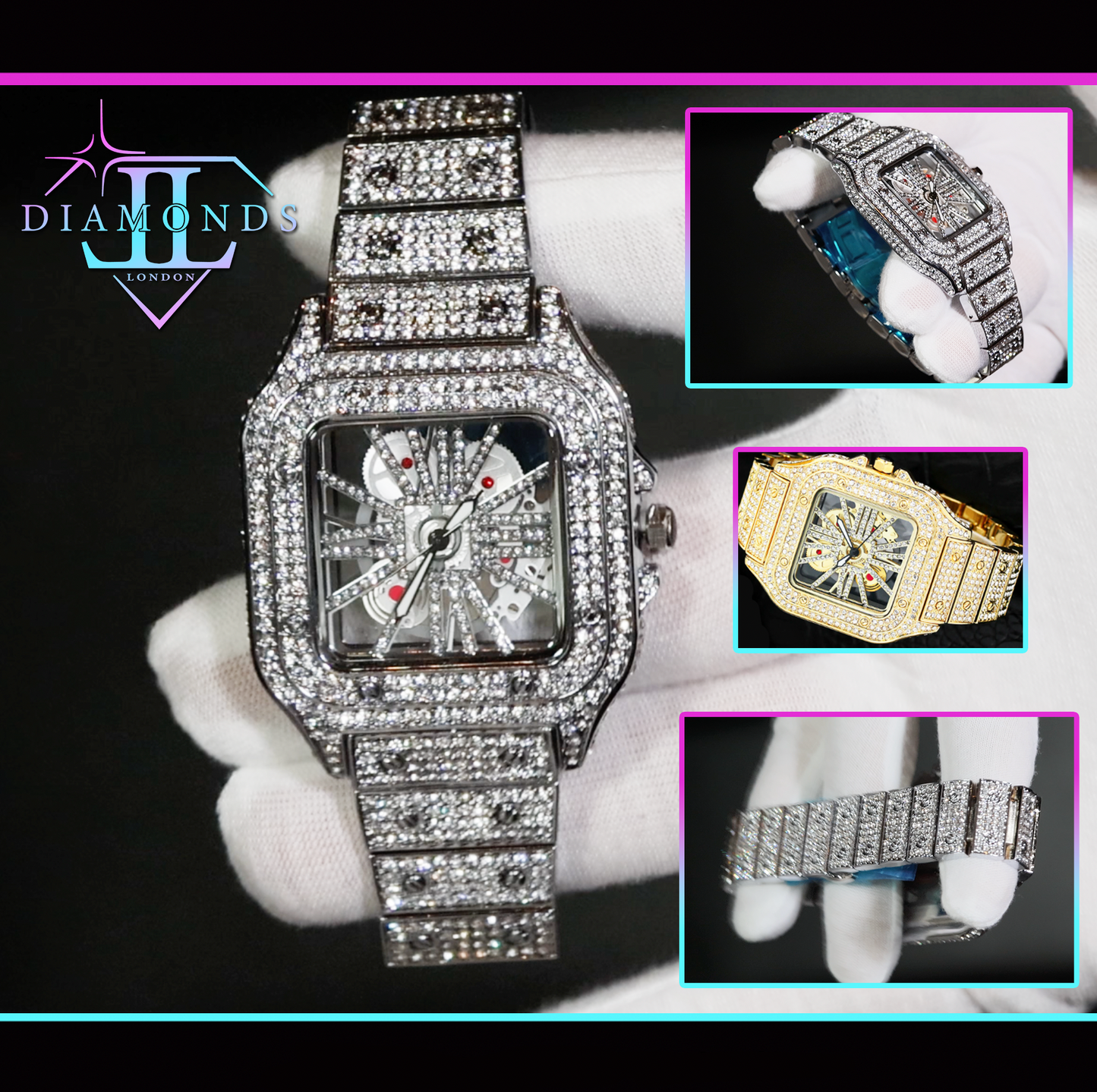 Iced Out watches | Iced Out Watch | Diamond Hip Hop Watches | Iced Skeleton Watch