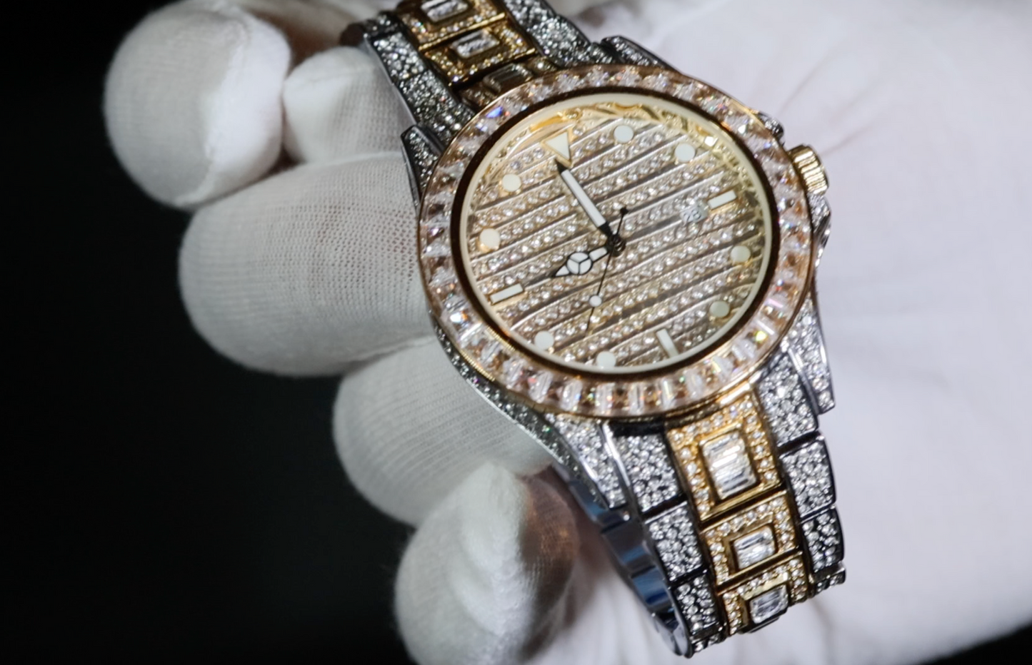 Iced Out Watch | Iced Watch | Mens Iced Out Watch | Hip Hop Watch | Baguette Watch | Diamond Watches | Rainbow Bezel Watch  | Rainbow Watch