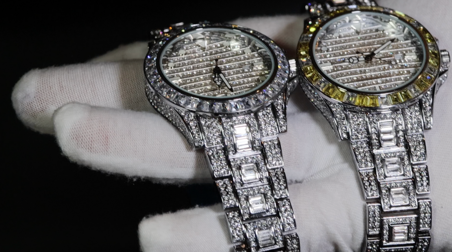 Iced Out Watch | Iced Watch | Mens Iced Out Watch | Hip Hop Watch | Baguette Watch | Diamond Watches | Rainbow Bezel Watch  | Rainbow Watch