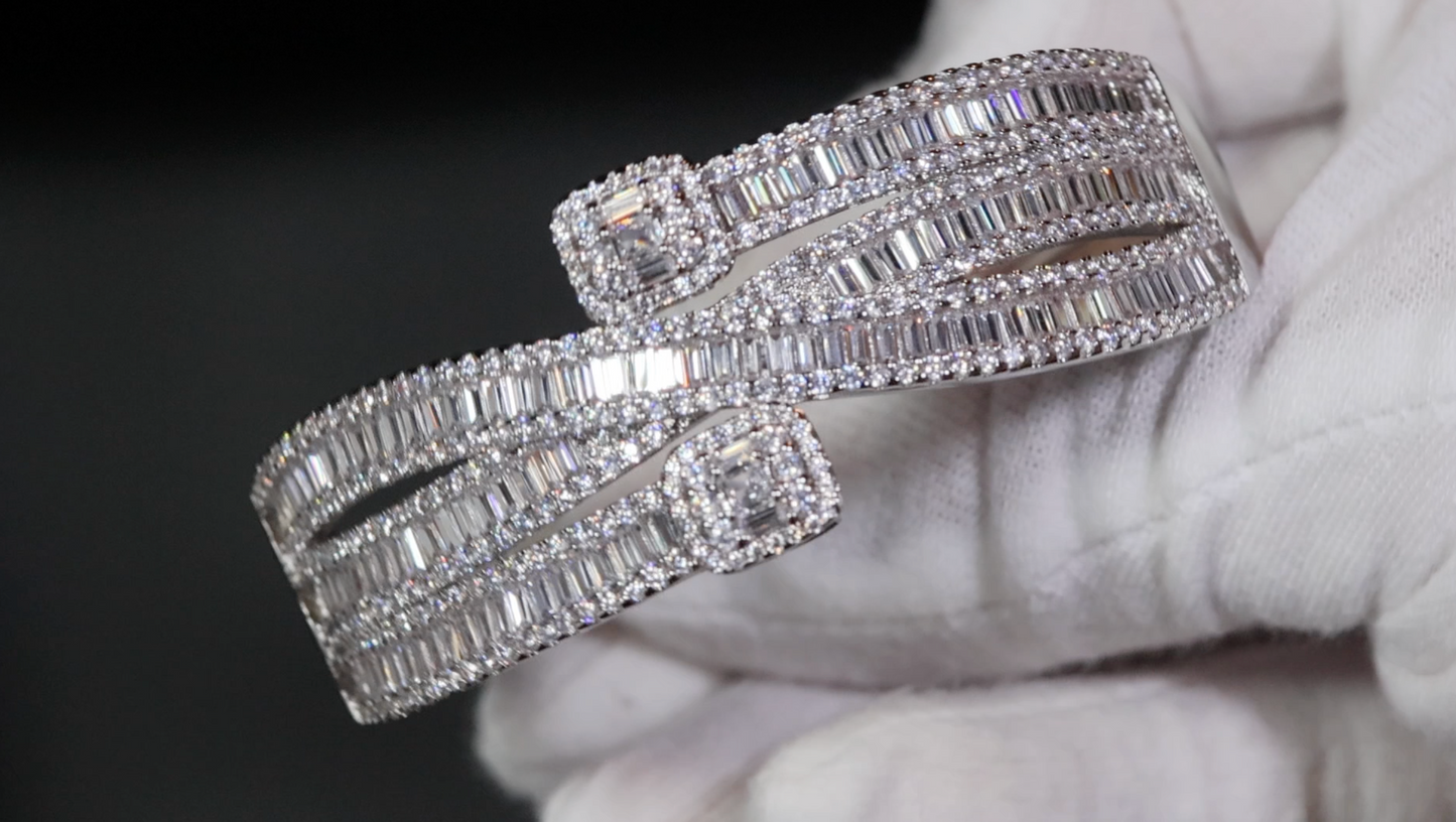 Baguette Diamond Bangle | Womens Baguette Cut Diamond Bracelet