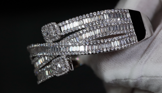 Baguette Diamond Bangle | Womens Baguette Cut Diamond Bracelet