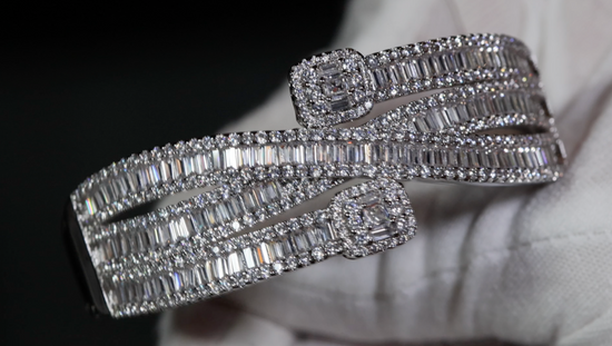 Baguette Diamond Bangle | Womens Baguette Cut Diamond Bracelet