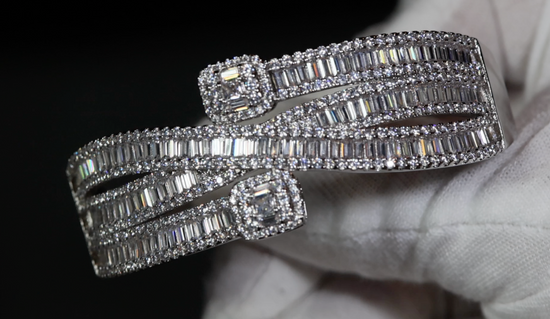 Baguette Diamond Bangle | Womens Baguette Cut Diamond Bracelet