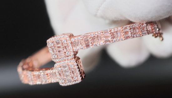 Rose Gold Bracelet | Iced Out Bracelet | Rose Gold Baguette Cut Diamond Bracelet