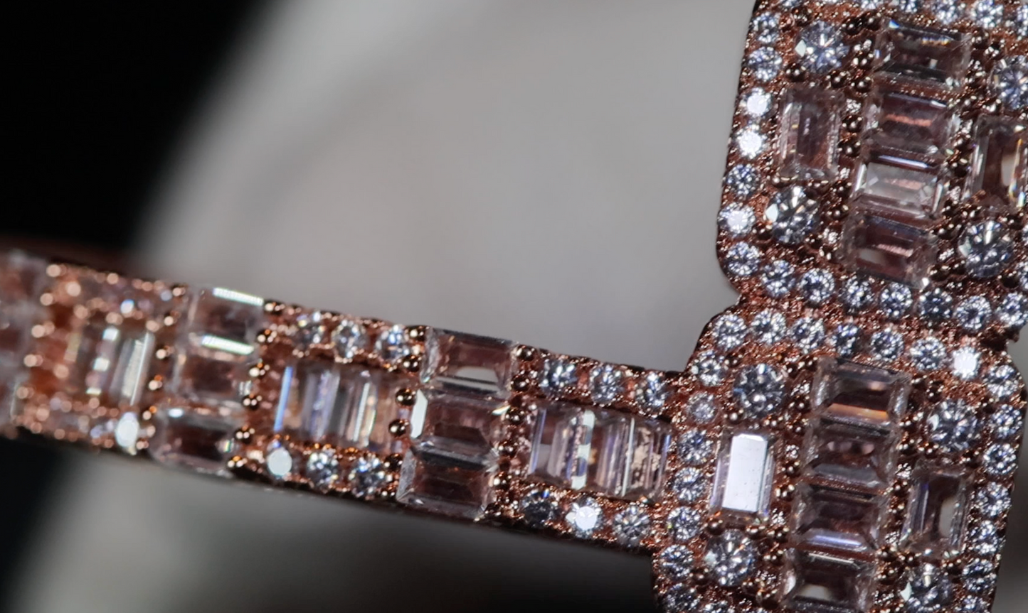 Rose Gold Bracelet | Iced Out Bracelet | Rose Gold Baguette Cut Diamond Bracelet