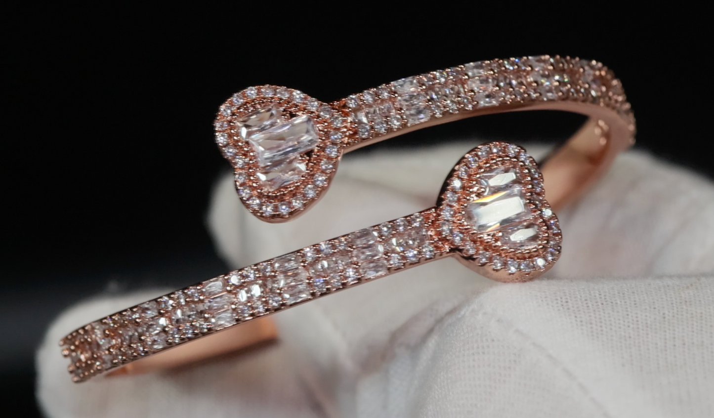 Gold Bracelet | Iced Out Bracelet | Womens Heart Cut Diamond Bangle