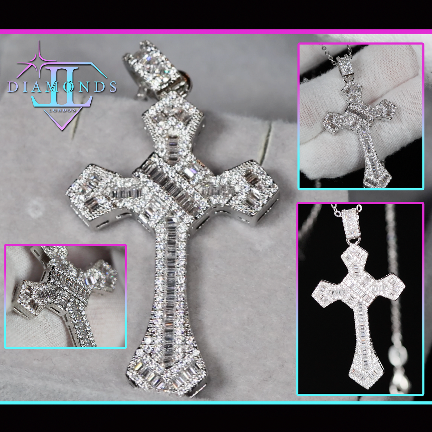 Mens iced out cross