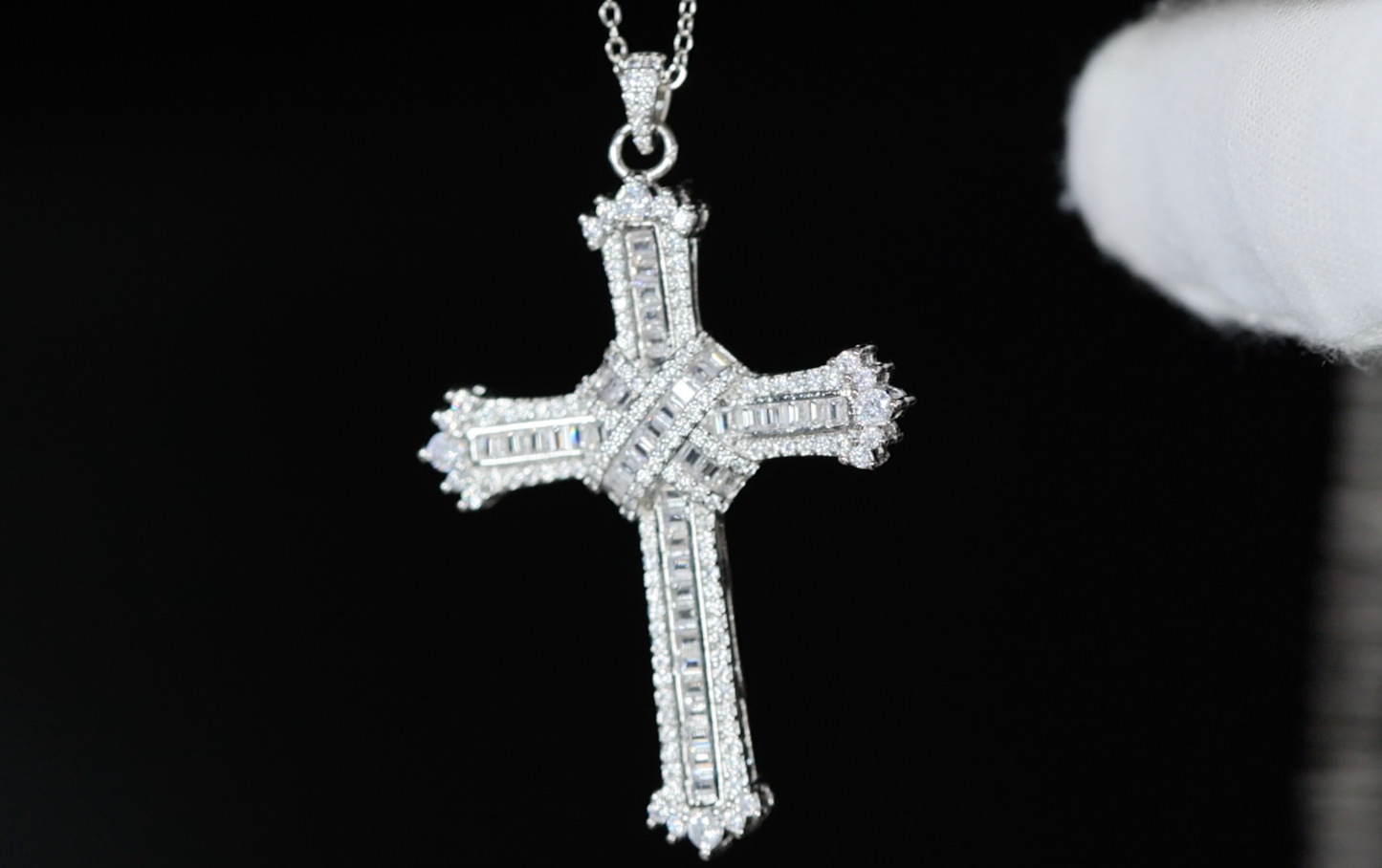 Baguette Cross Pendant | Cross Pendant and Necklace | Iced Out Cross Pendant