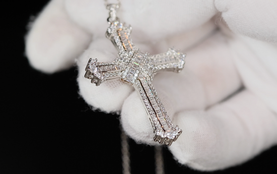 Baguette Cross Pendant | Cross Pendant and Necklace | Iced Out Cross Pendant