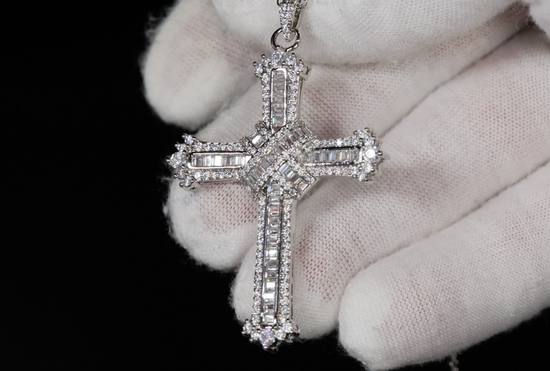 Baguette Cross Pendant | Cross Pendant and Necklace | Iced Out Cross Pendant