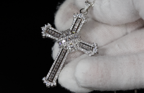 Baguette Cross Pendant | Cross Pendant and Necklace | Iced Out Cross Pendant