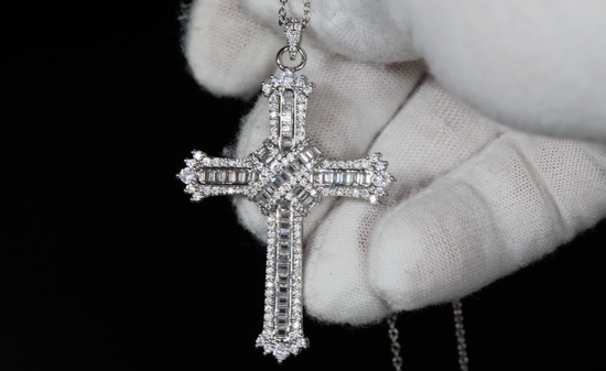 Baguette Cross Pendant | Cross Pendant and Necklace | Iced Out Cross Pendant