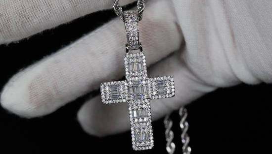 Cross Necklace | Cross Pendant and Necklace | Baguette Cross Pendant