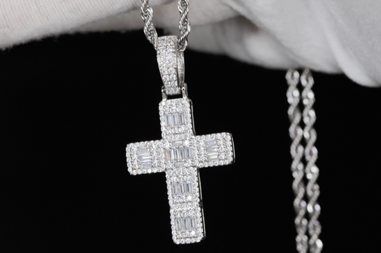 Cross Necklace | Cross Pendant and Necklace | Baguette Cross Pendant