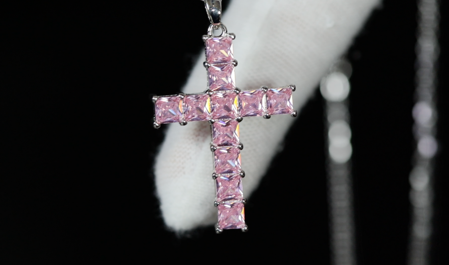 Pink Diamond Cross Pendant | Cross Pendant and Necklace