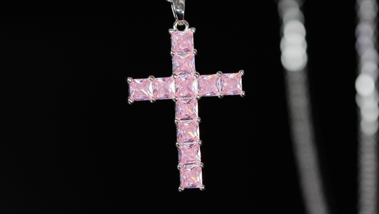 Pink Diamond Cross Pendant | Cross Pendant and Necklace