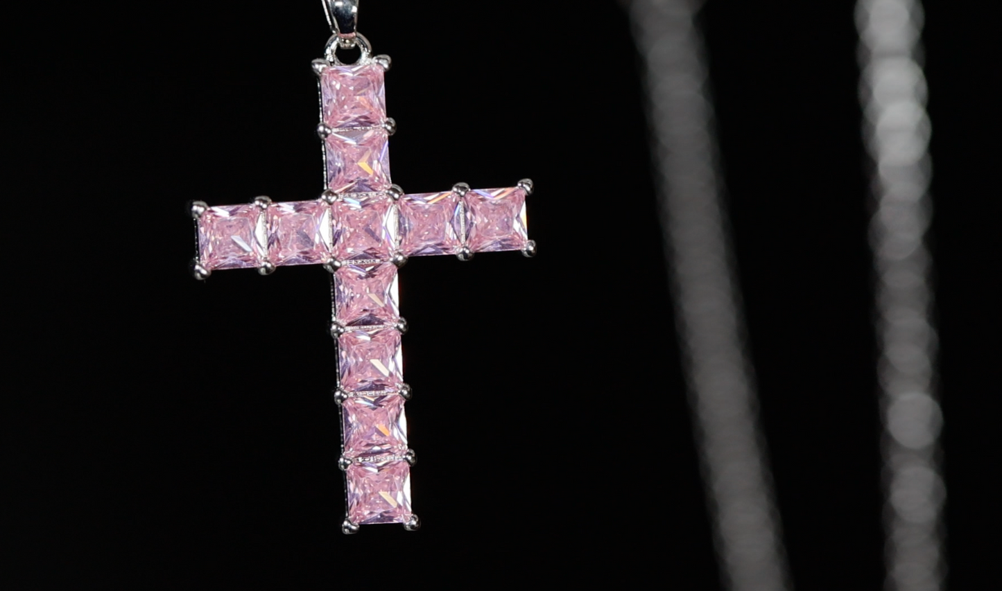 Pink Diamond Cross Pendant | Cross Pendant and Necklace