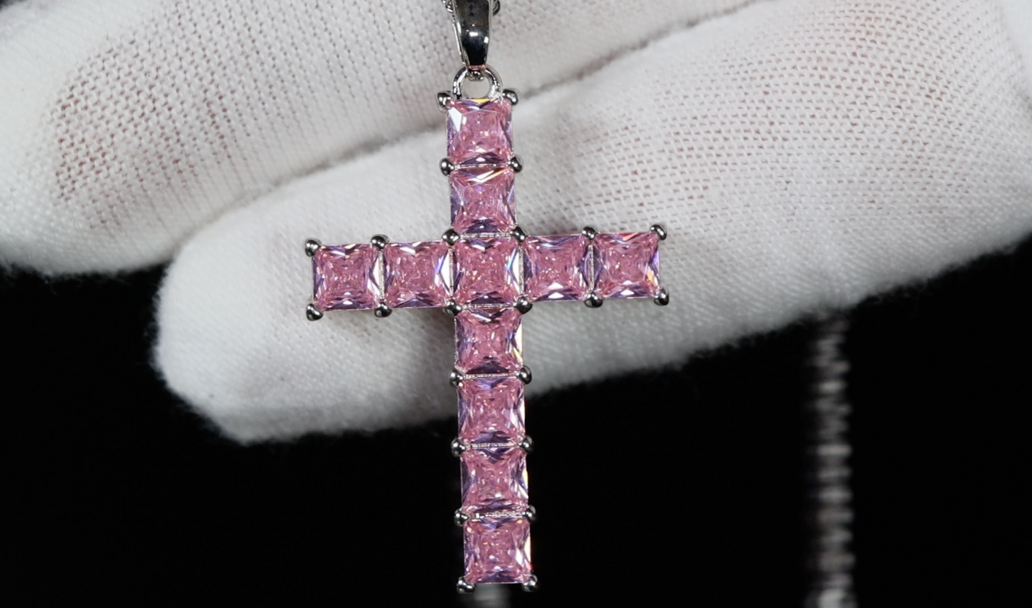 Pink Diamond Cross Pendant | Cross Pendant and Necklace