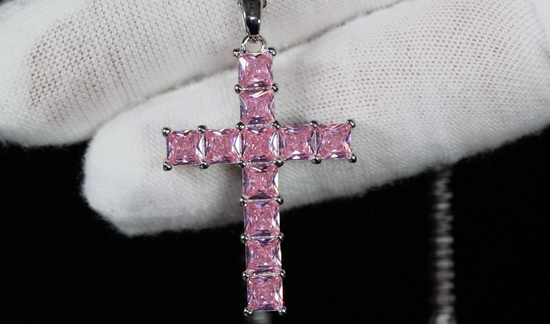 Pink Diamond Cross Pendant | Cross Pendant and Necklace