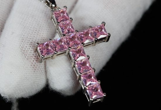 Pink Diamond Cross Pendant | Cross Pendant and Necklace