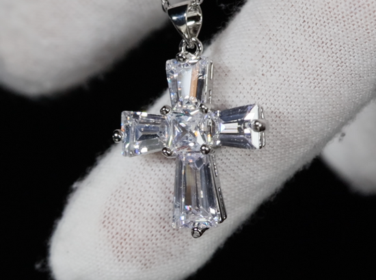 Small Diamond Cross Pendant | Womens Diamond Cross Pendant | Cross Pendant and Necklace