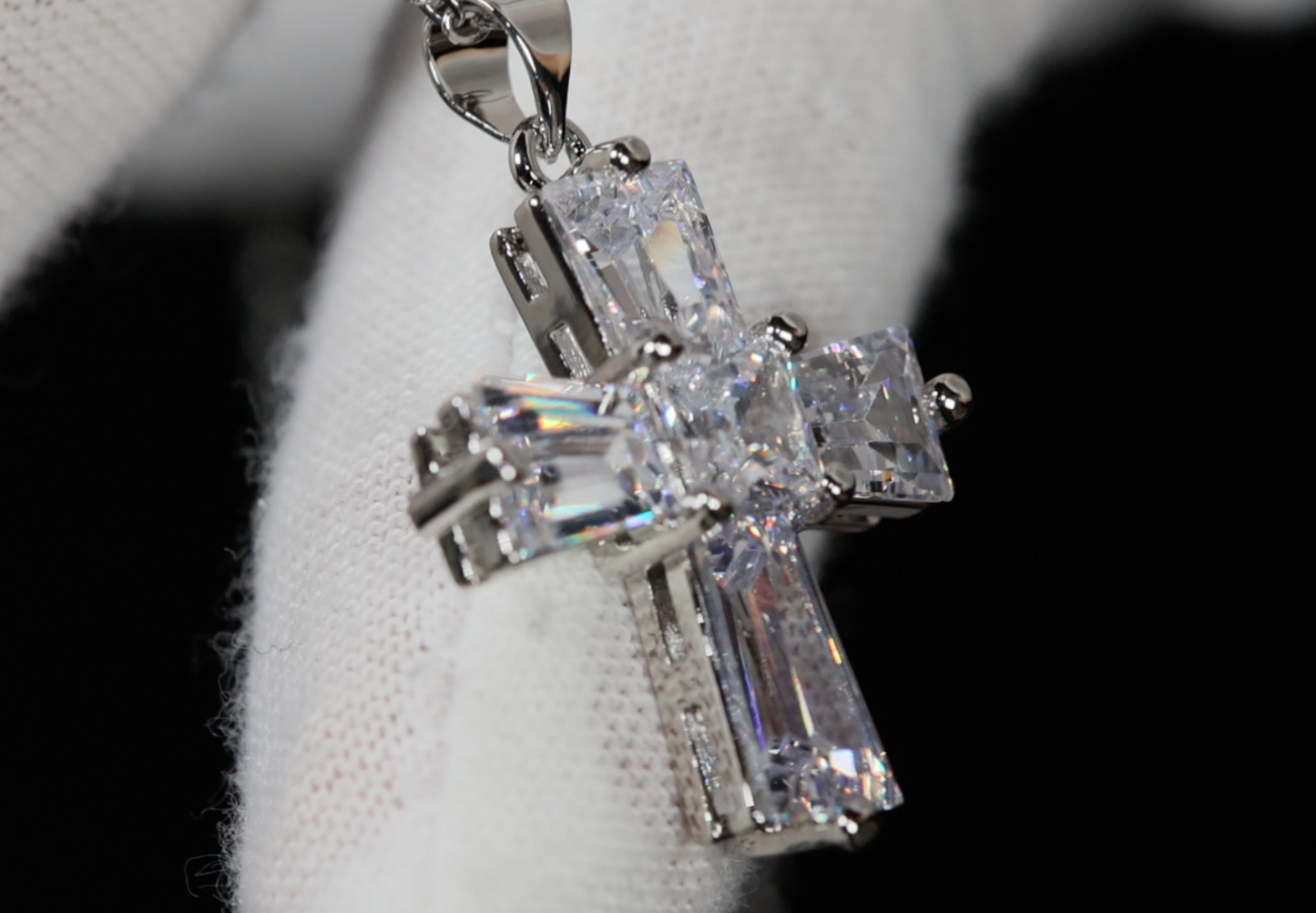 Small Diamond Cross Pendant | Womens Diamond Cross Pendant | Cross Pendant and Necklace