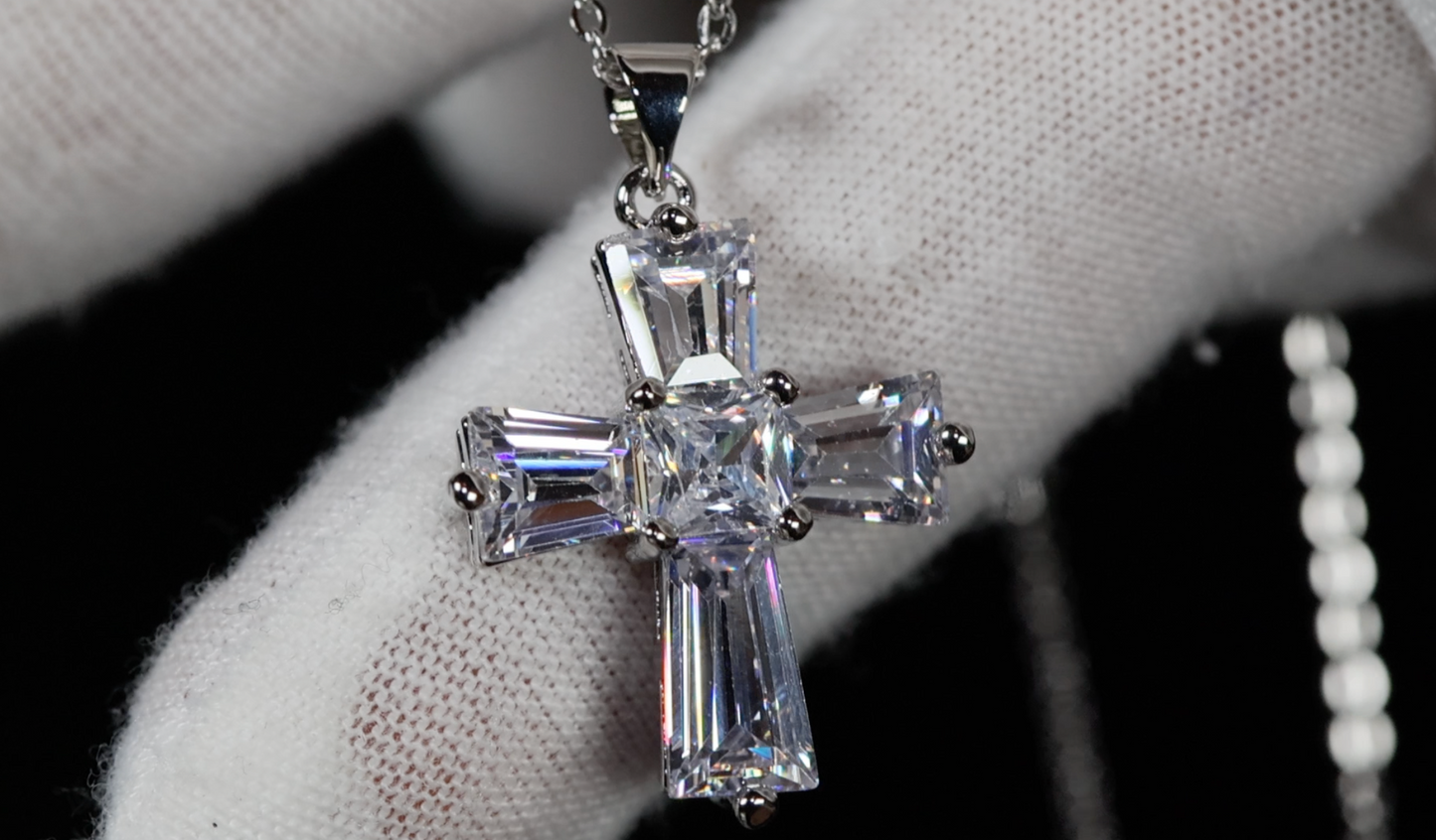 Small Diamond Cross Pendant | Womens Diamond Cross Pendant | Cross Pendant and Necklace