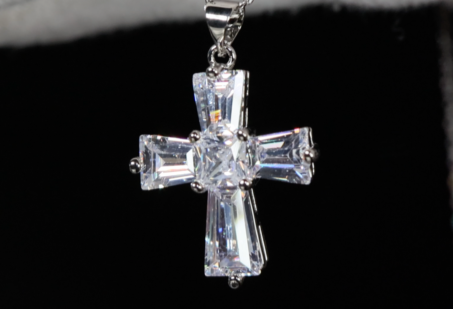 Small Diamond Cross Pendant | Womens Diamond Cross Pendant | Cross Pendant and Necklace