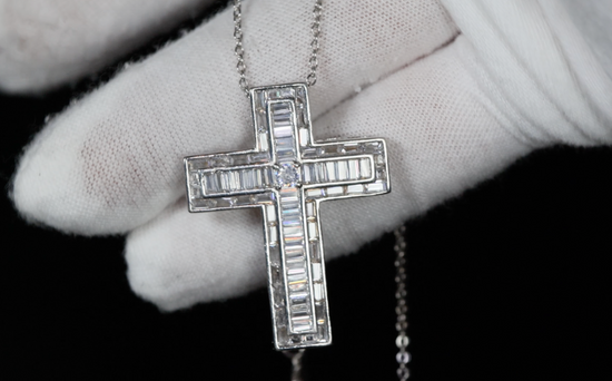 Baguette Diamond Cross Pendant | Cross Pendant and Necklace