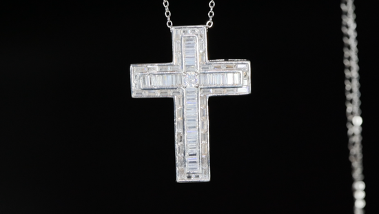 Baguette Diamond Cross Pendant | Cross Pendant and Necklace