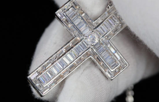 Baguette Diamond Cross Pendant | Cross Pendant and Necklace