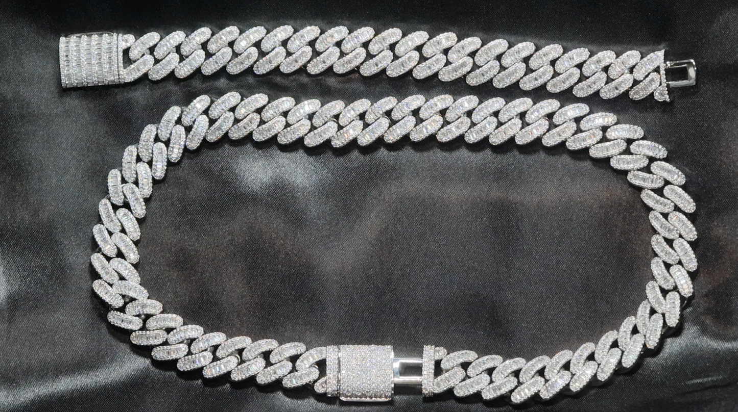 Baguette Diamond Cuban Link Chain | Iced Out Cuban Link Chain