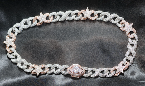 Iced Out Chain | Infinity Link Chain | Rose Gold Hip Hop Chain | Iced Infinity Link Chain