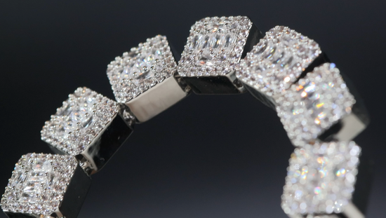 Iced Out Baguette Chain | Baguette Cut Diamond Bracelet | Baguette Cut Diamond Necklace