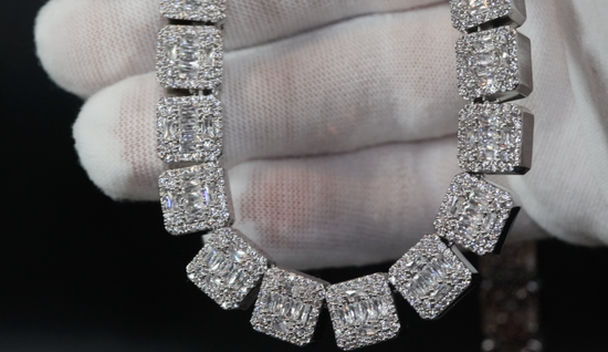 Iced Out Baguette Chain | Baguette Cut Diamond Bracelet | Baguette Cut Diamond Necklace