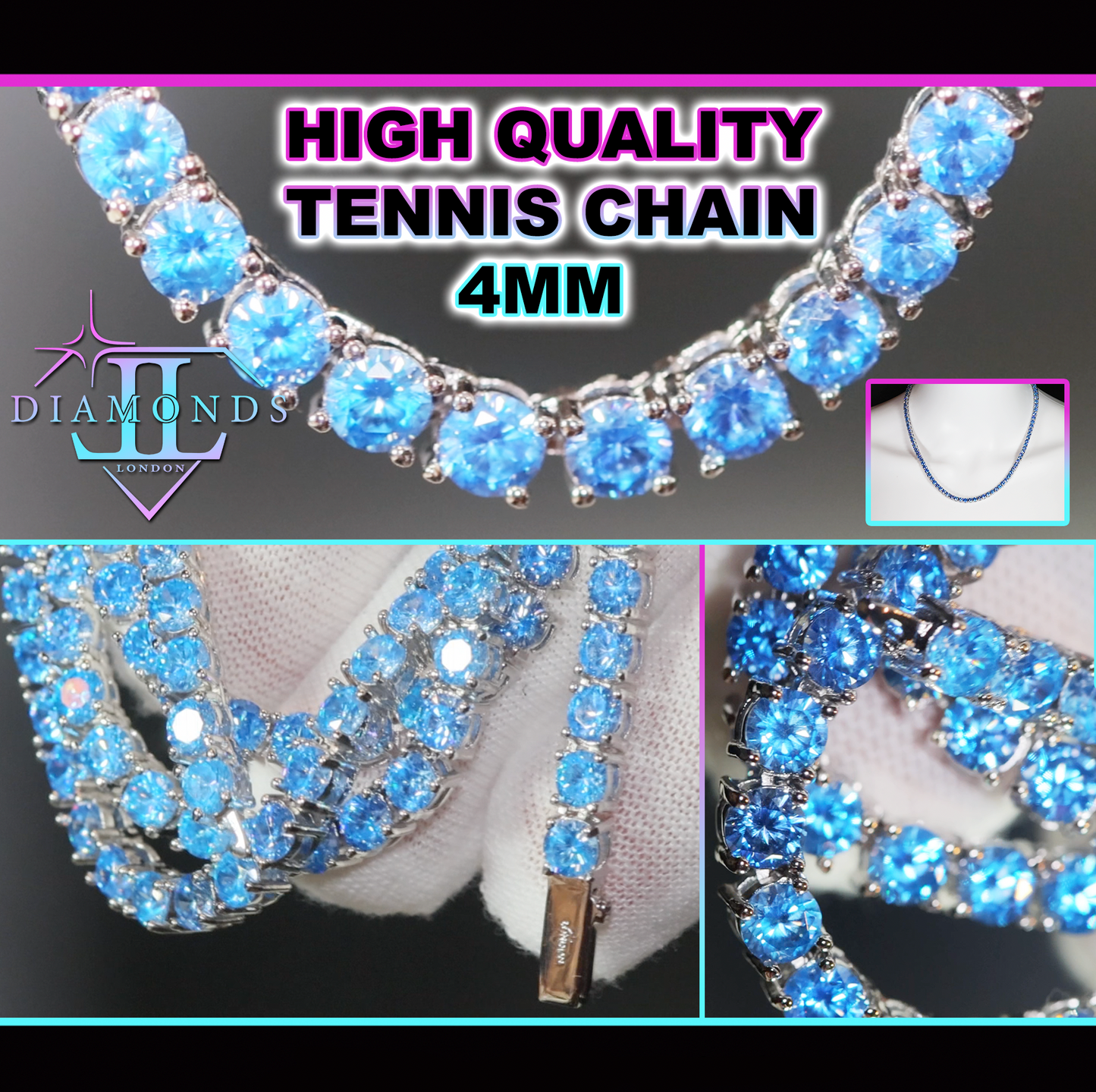 Blue Diamond Tennis Chain 