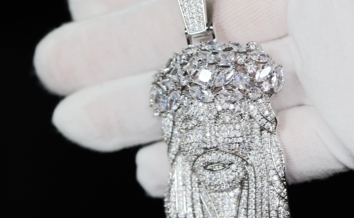 Iced out jesus head pendant