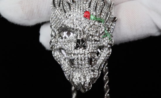 Iced Out Skull Pendant | Iced Out Pendant | Hip Hop Jewellery | Diamond Skull Pendant