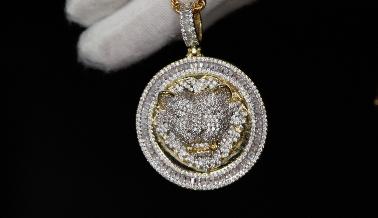 Iced Out Lion Pendant | Baguette Pendant | Lion Pendant and Necklace | Hip hop Necklace | baguette necklace | Iced Out Pendant