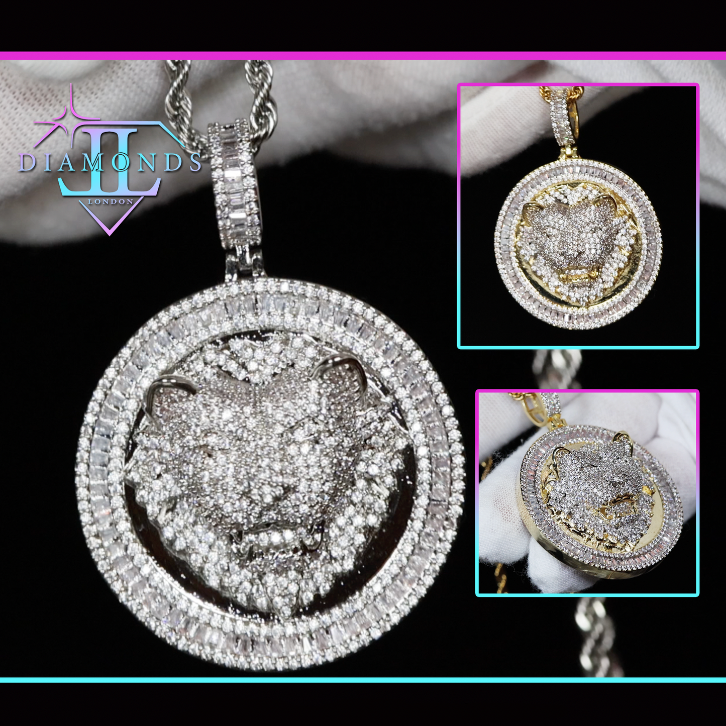 iced lion pendant